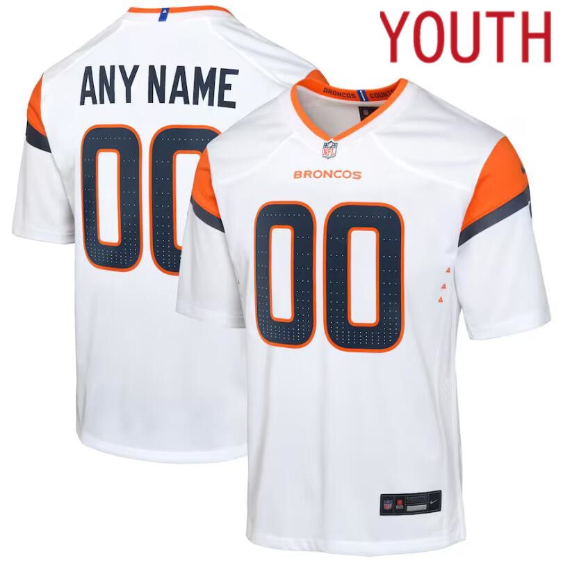 Youth Denver Broncos Nike White Custom Game 2024 NFL Jersey->customized nfl jersey->Custom Jersey